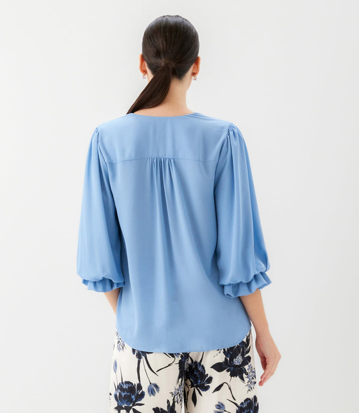 Layered Sleeve Asymmetric Top