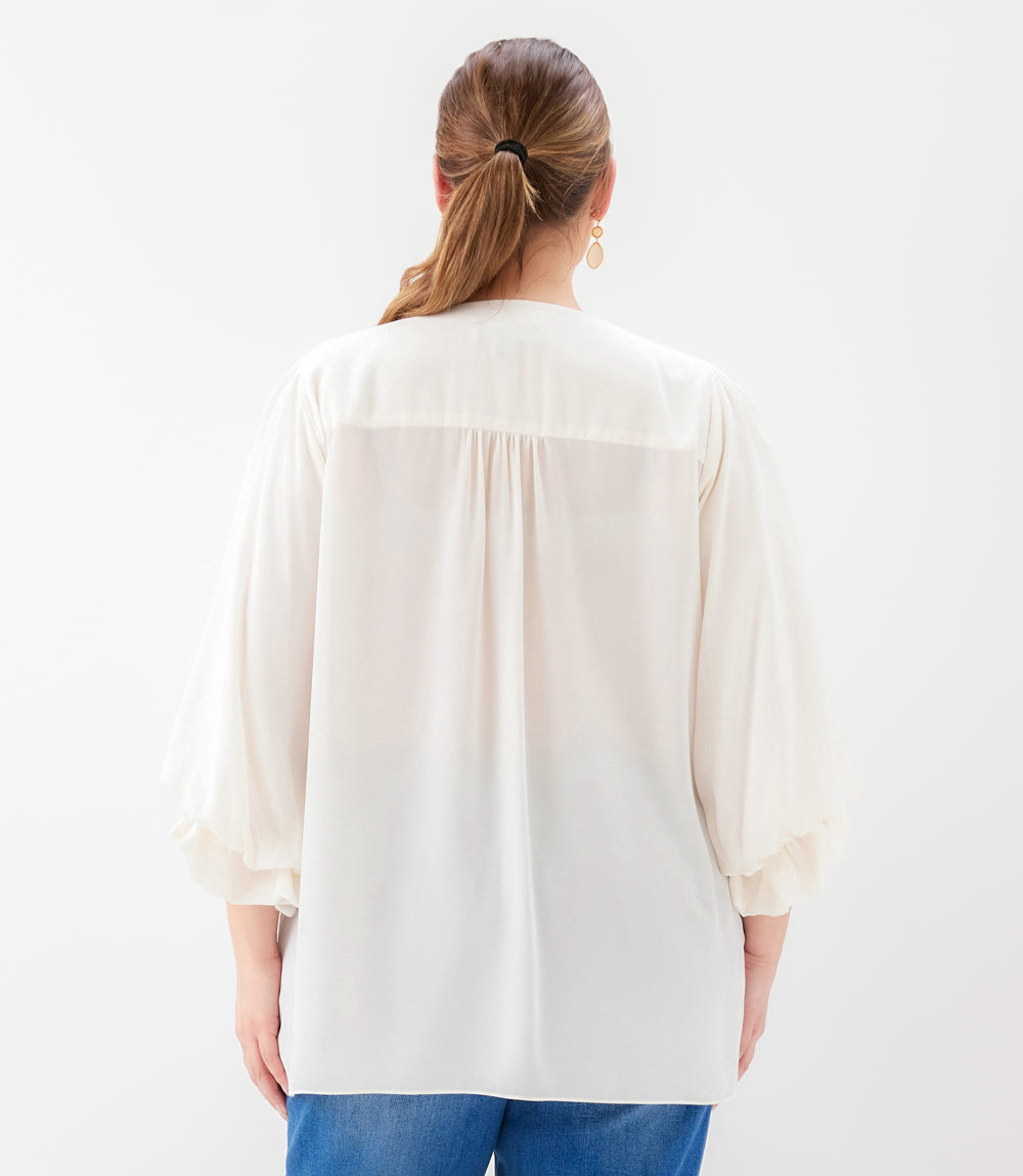 Plus Size Layered Sleeve Asymmetric Top