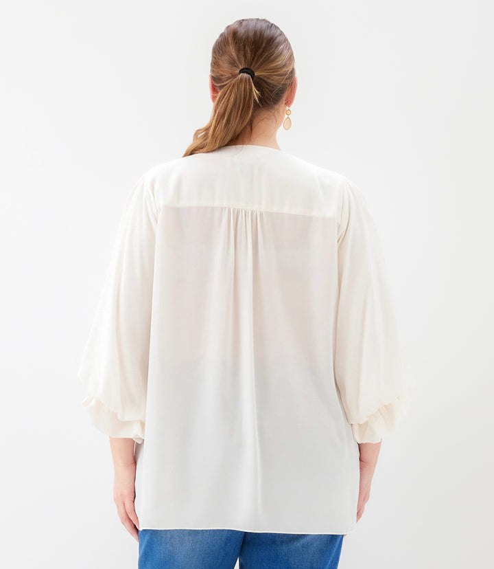 Plus Size Layered Sleeve Asymmetric Top