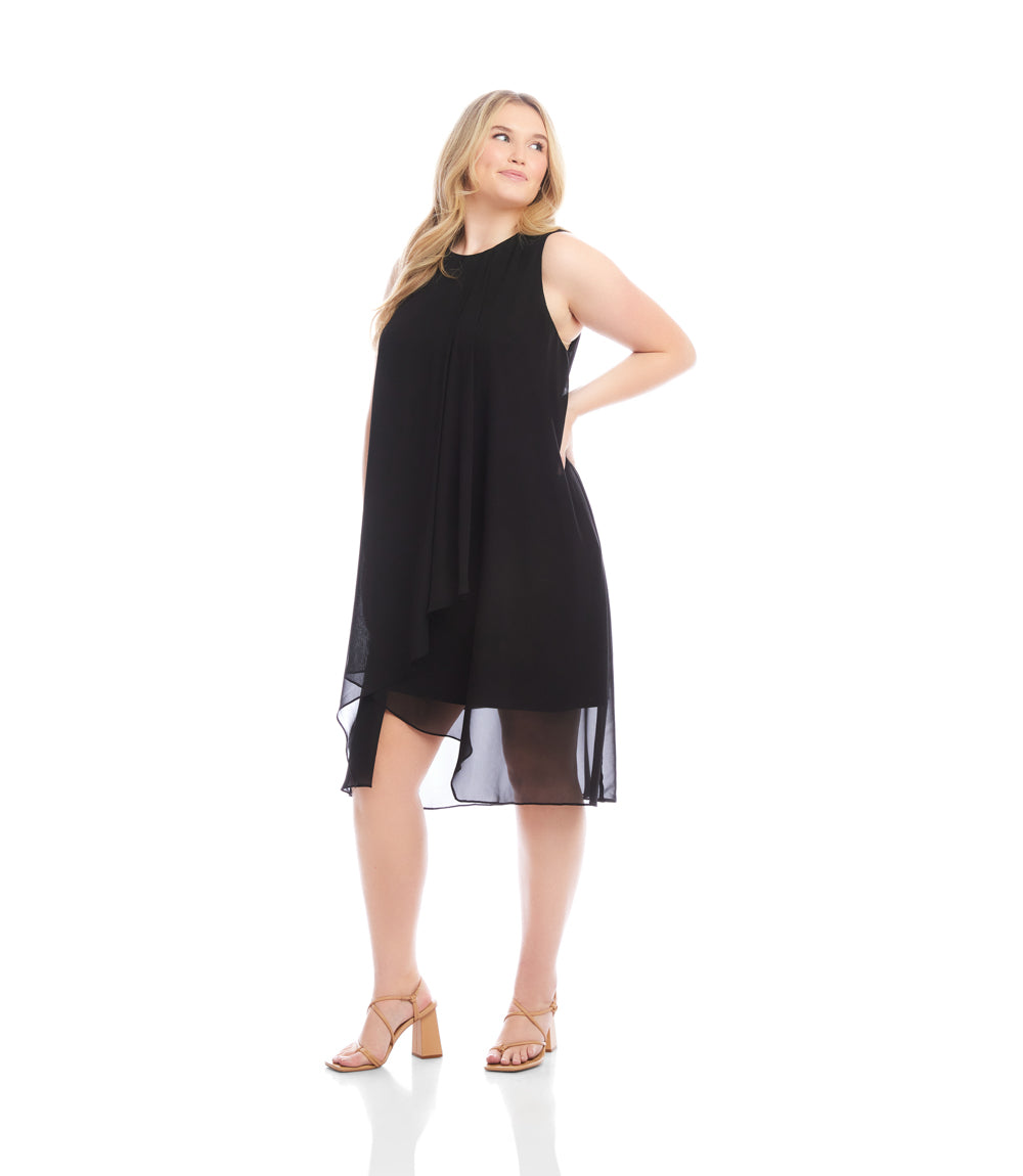 Plus Size Sleeveless Draped Crossover Dress
