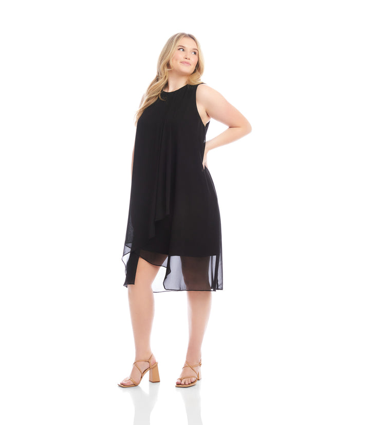 Plus Size Sleeveless Draped Crossover Dress