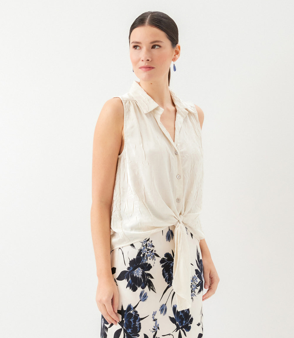 Sleeveless Tie-Front Top