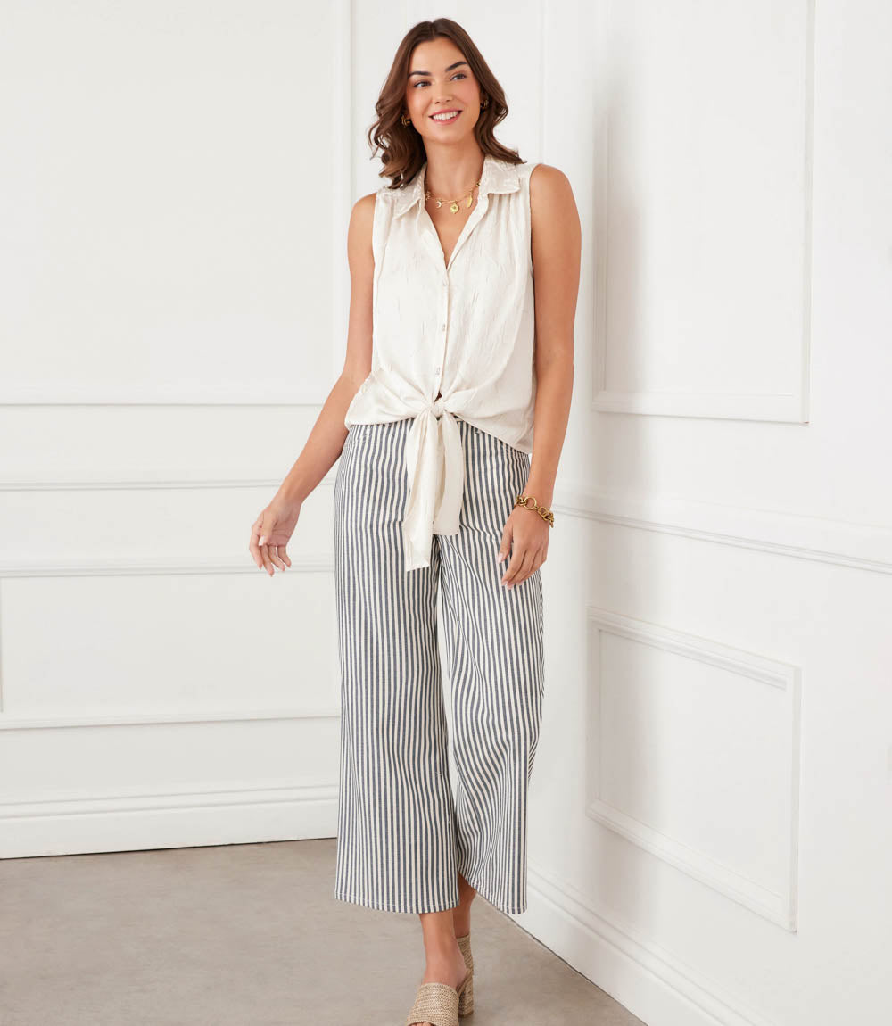 Sleeveless Tie-Front Top