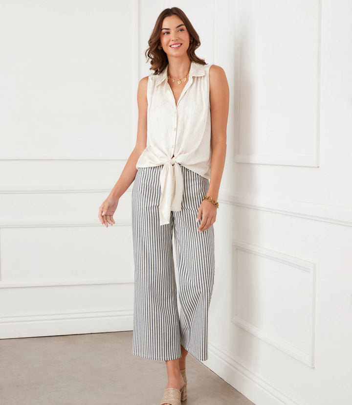 Sleeveless Tie-Front Top