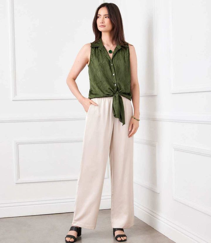 Sleeveless Tie-Front Top