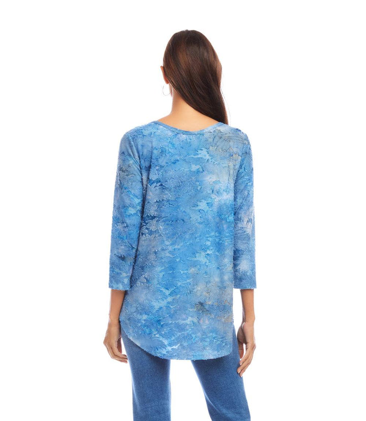 3/4 Sleeve Burnout Shirttail Top