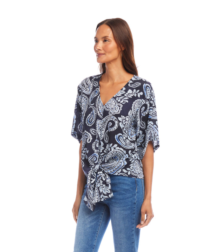 Flutter Sleeve Tie Front Top
