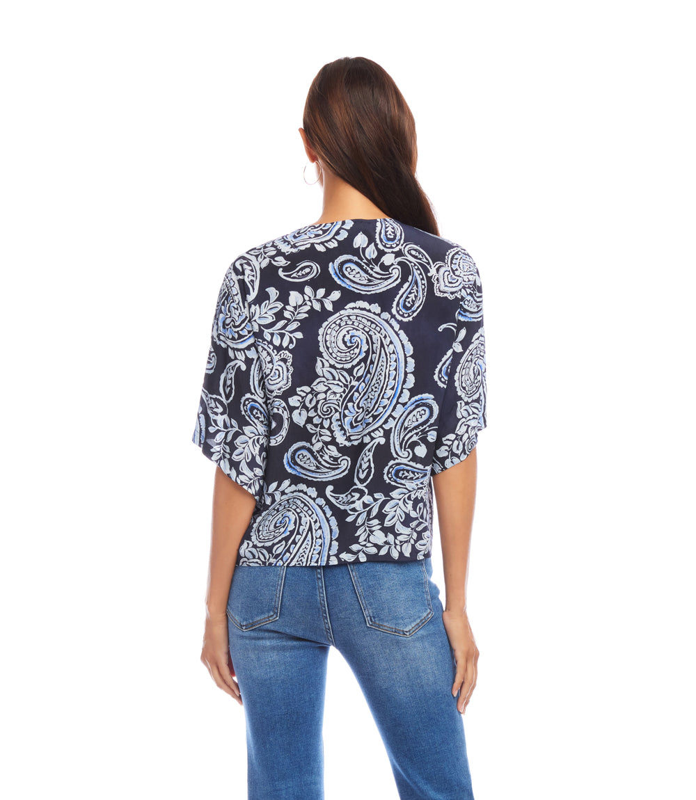 Flutter Sleeve Tie Front Top