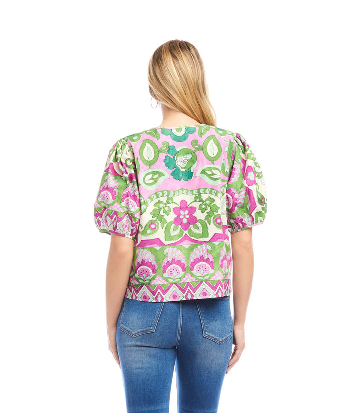 Puff Sleeve Button-Front Shirt