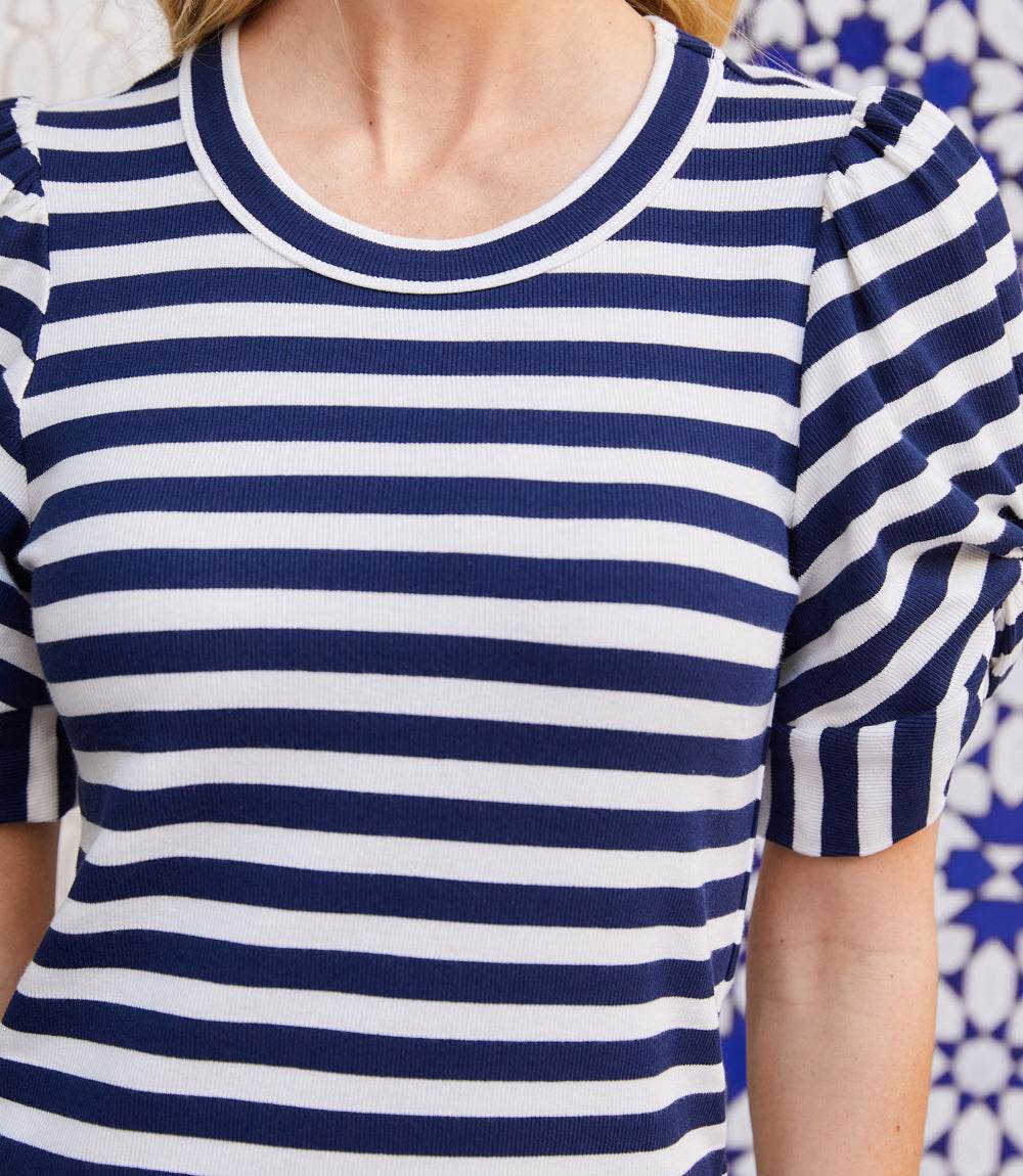 Stripe Twist-Sleeve Top