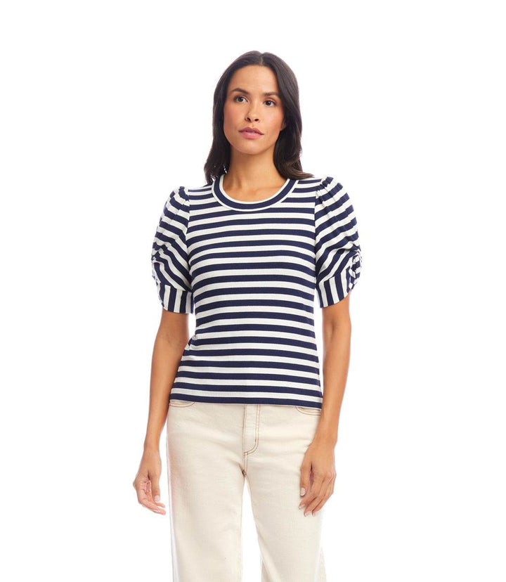 Stripe Twist-Sleeve Top