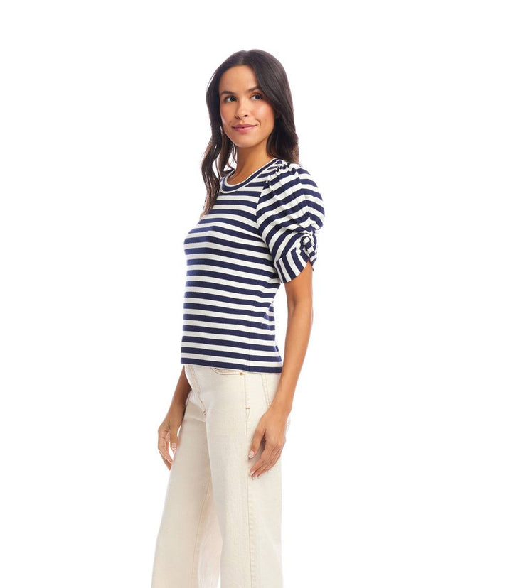 Stripe Twist-Sleeve Top