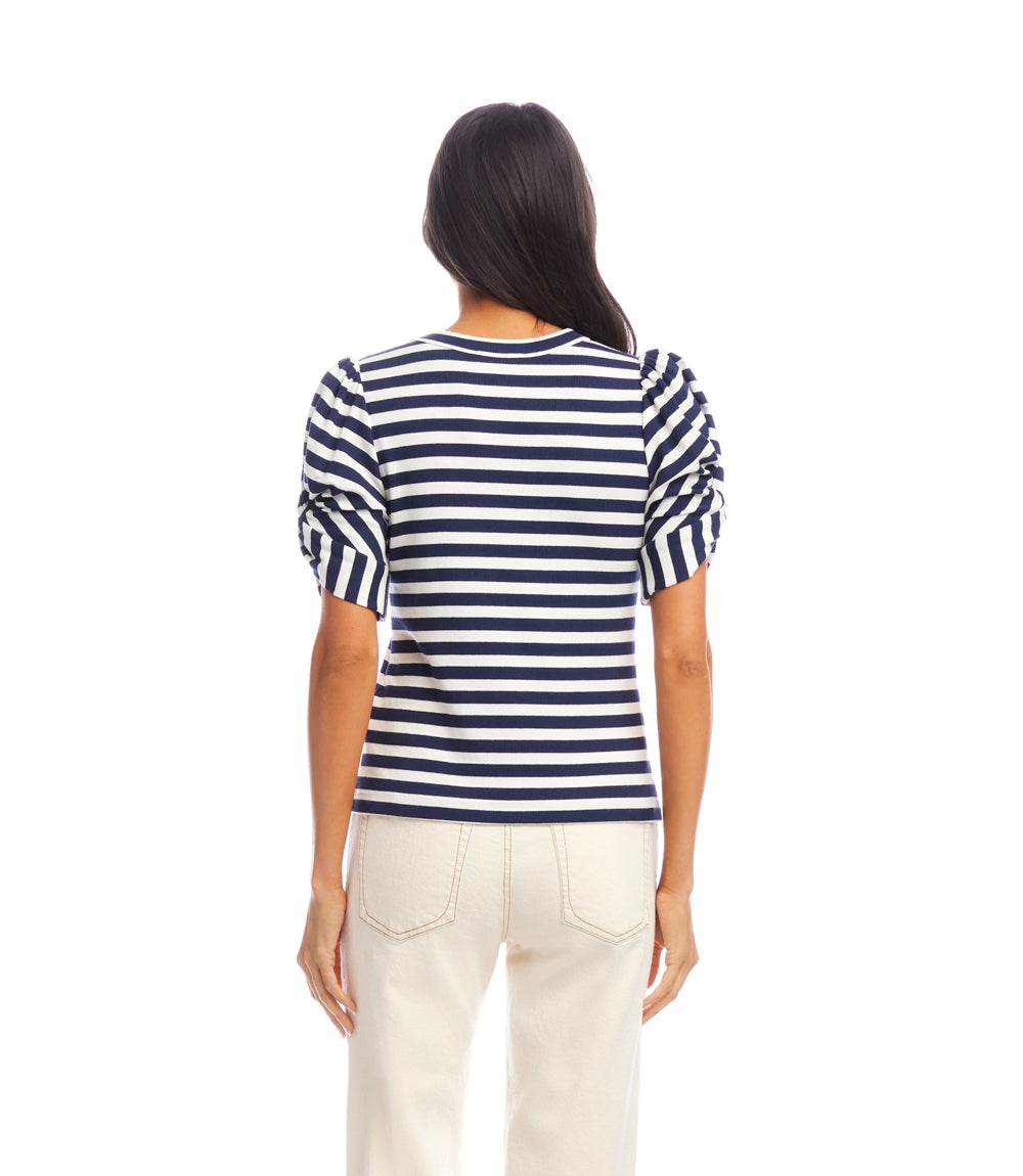 Stripe Twist-Sleeve Top