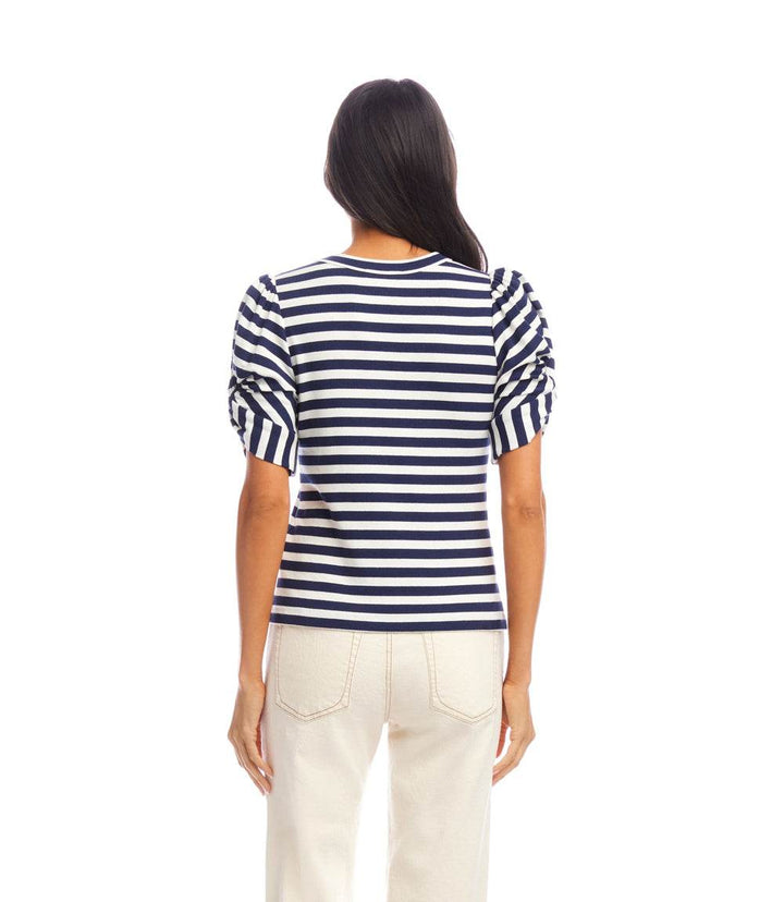 Stripe Twist-Sleeve Top