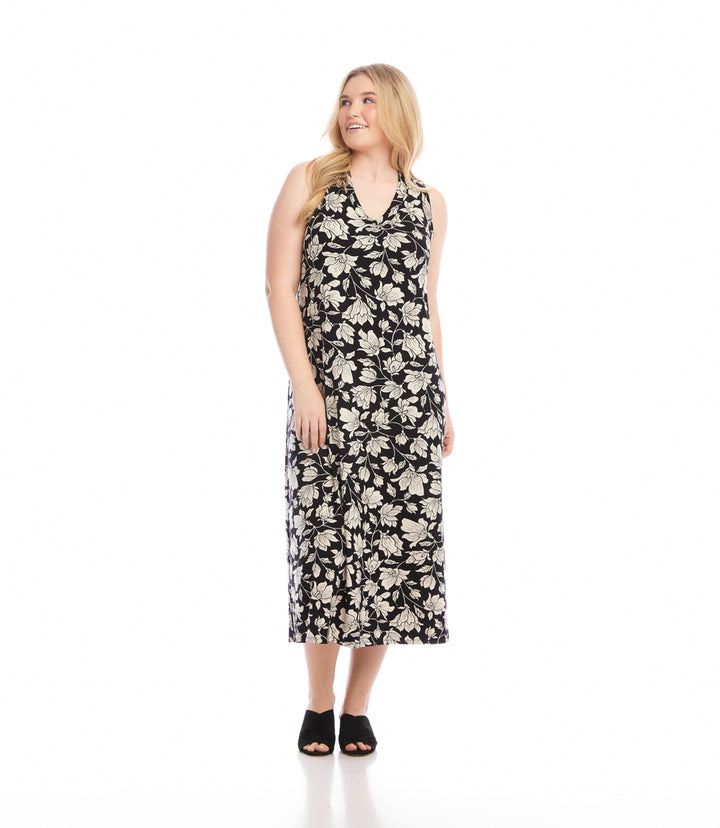 Plus Size Sleeveless V-Neck Midi Dress