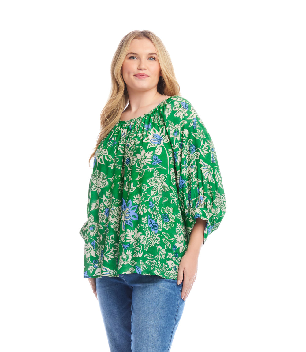 Plus Size Blouson Sleeve Top
