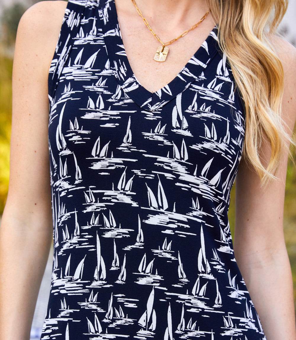 Sleeveless V-Neck Midi Dress