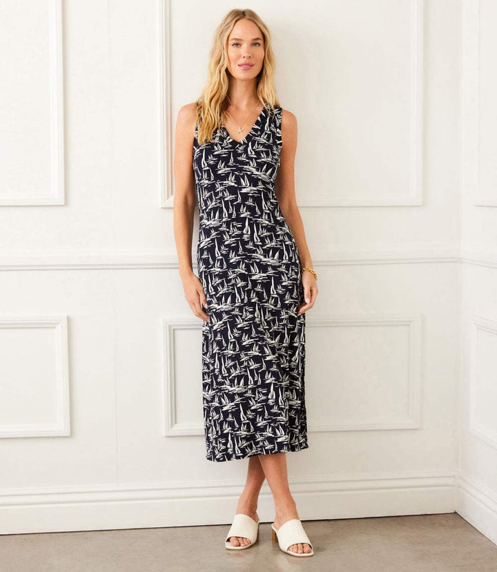 Sleeveless V-Neck Midi Dress