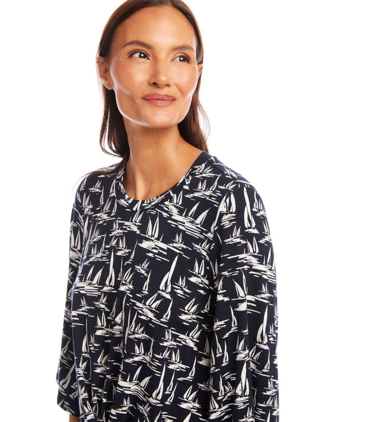 Flare Sleeve Drape Front Top