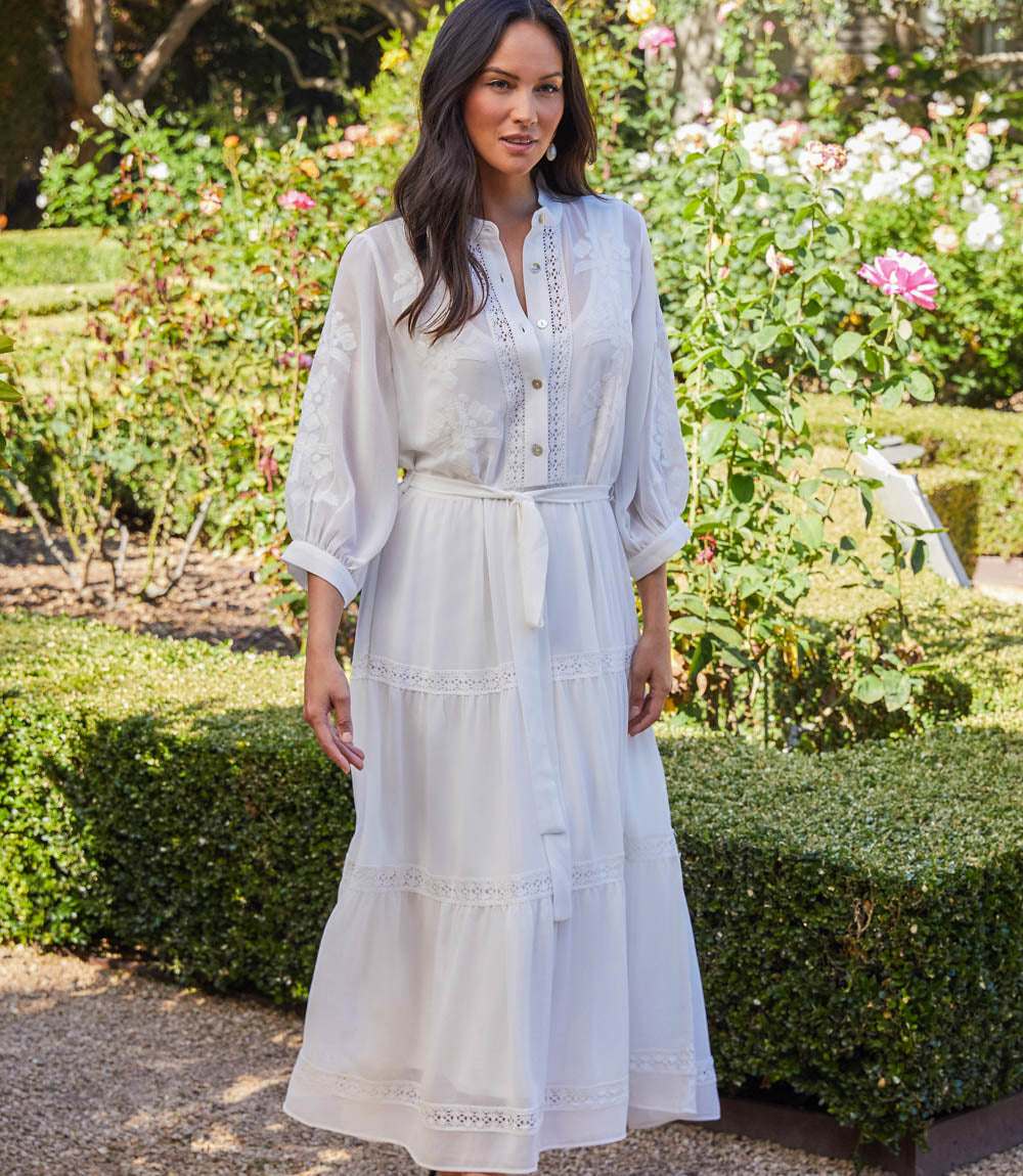 Embroidered Tiered Dress