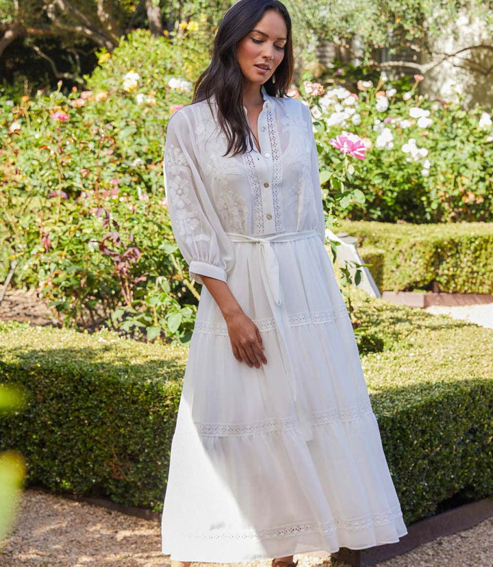 Embroidered Tiered Dress