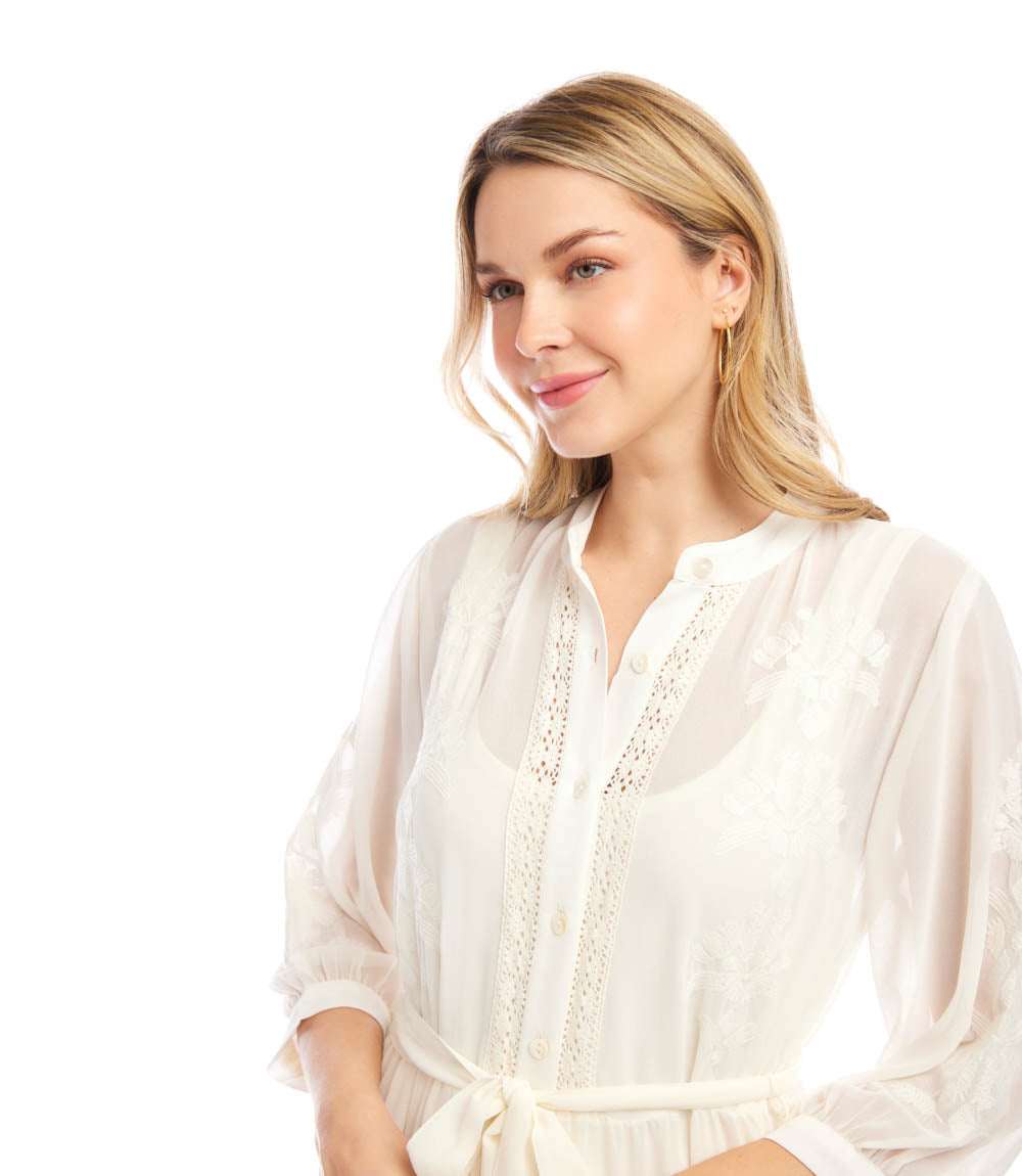 Embroidered Tiered Dress