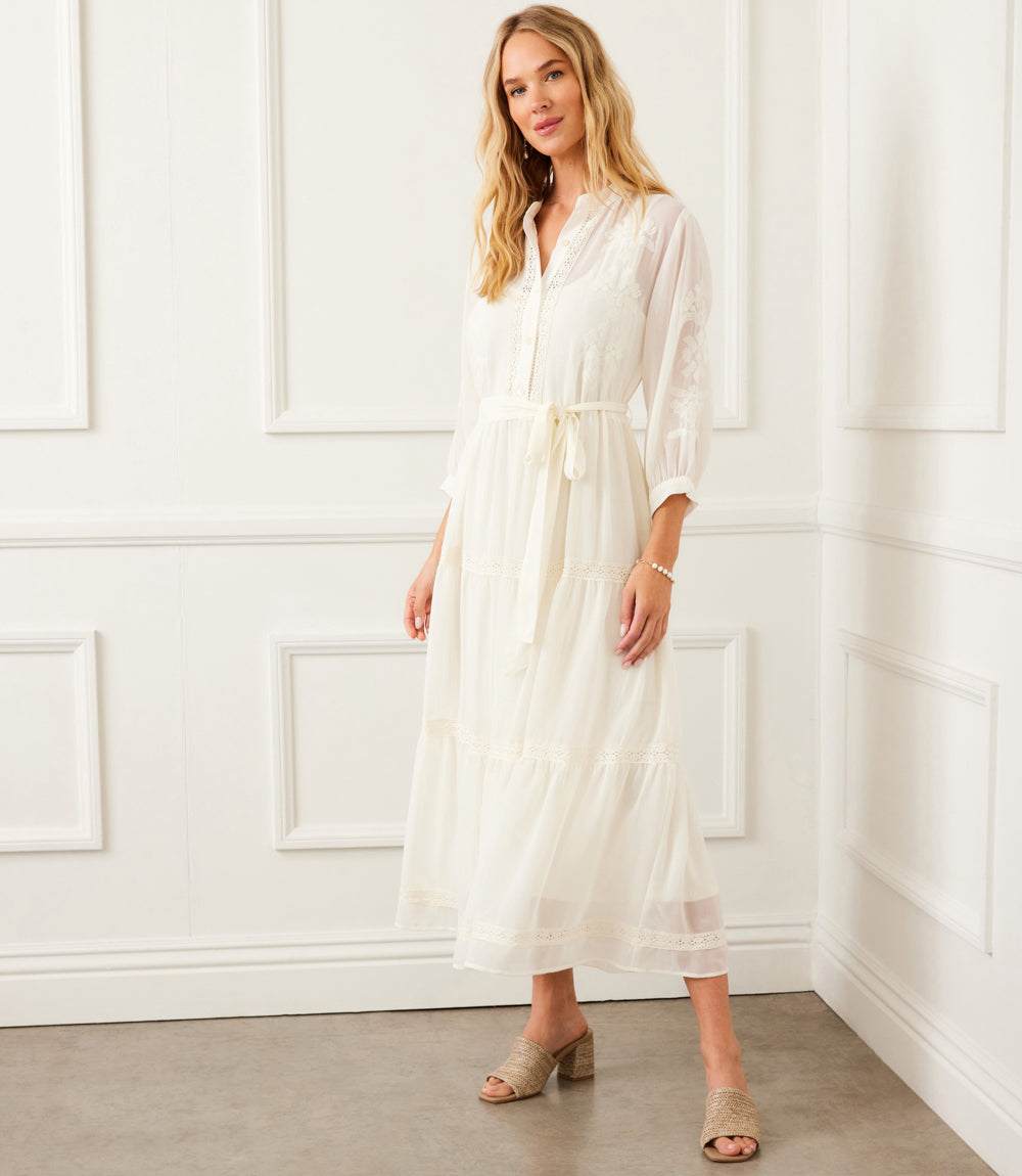 Embroidered Tiered Dress