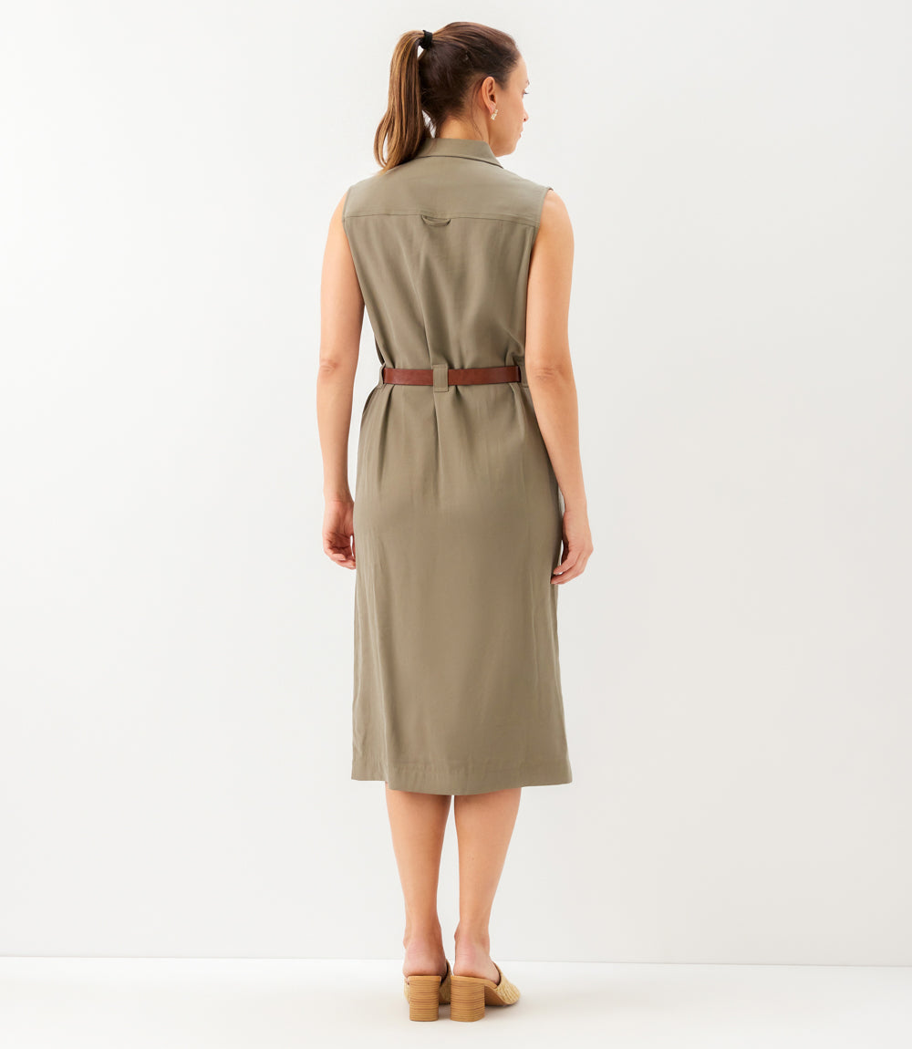 Petite Size Sleeveless Midi Shirtdress