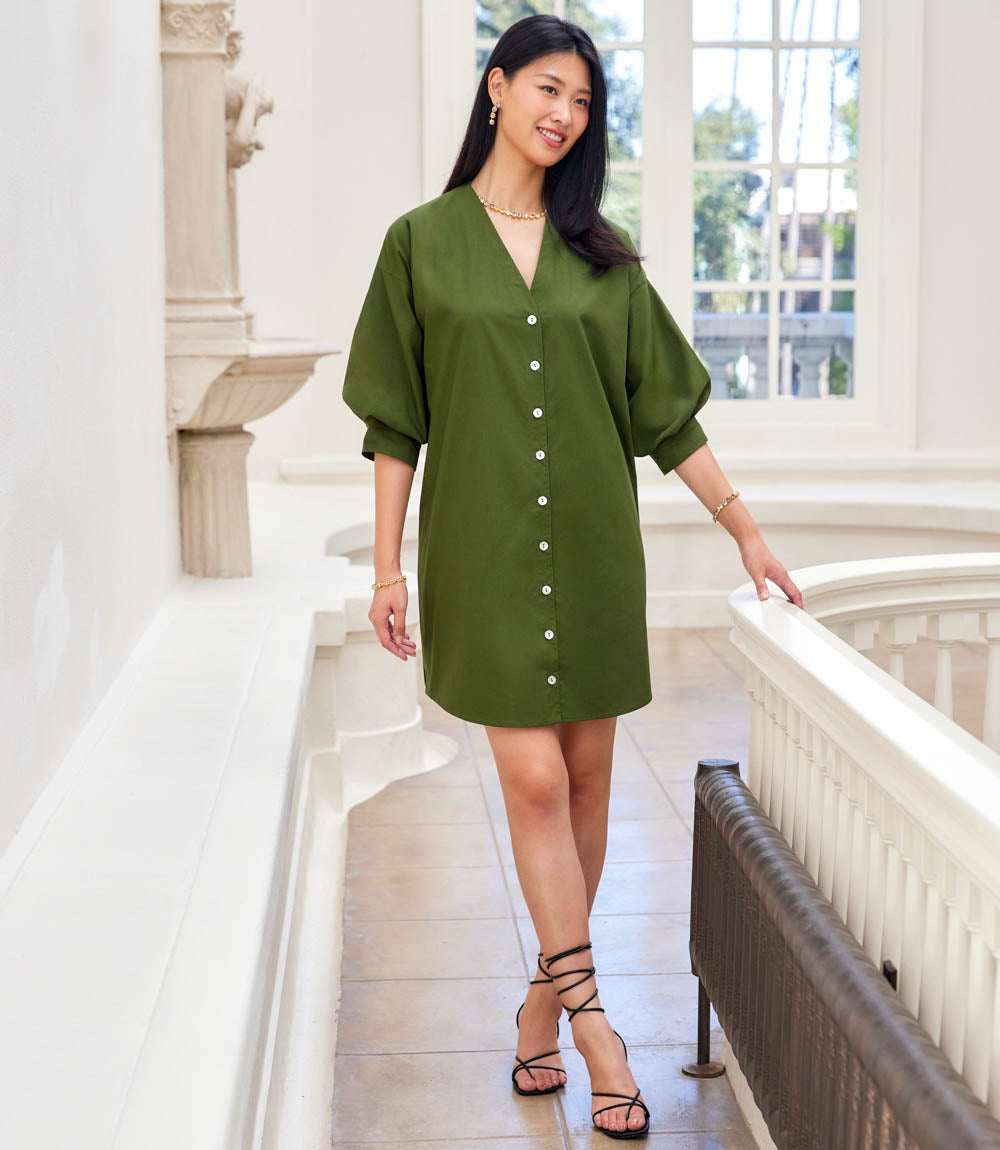lantern sleeve shirt dress Stripe Shirt Collar Lantern Sleeve Casual Maxi Dresses-Multicolor [Pre  Order]