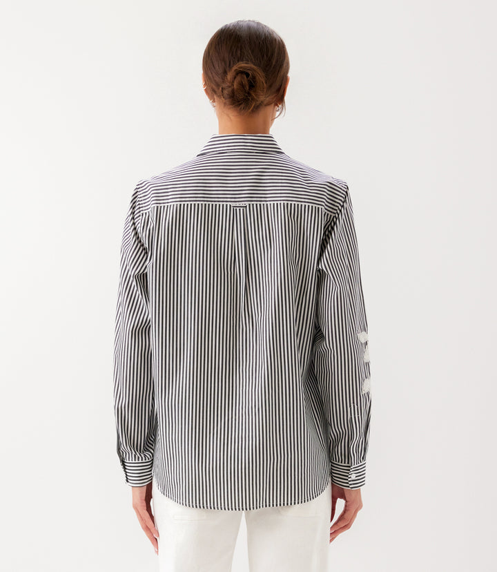 Long Sleeve Stripe Embroidered Shirt