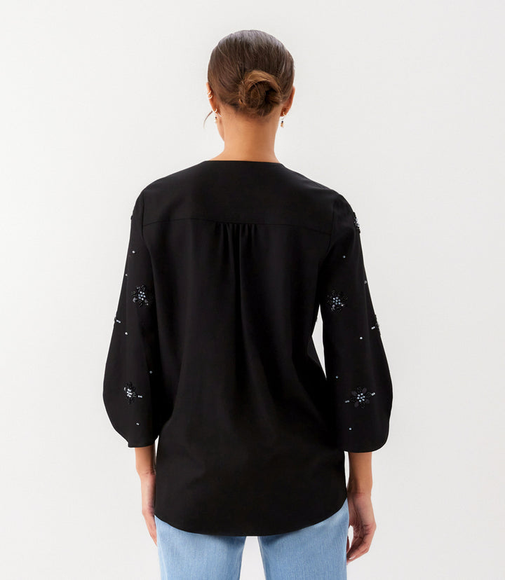 Bracelet Sleeve Embellished Asymmetric Top