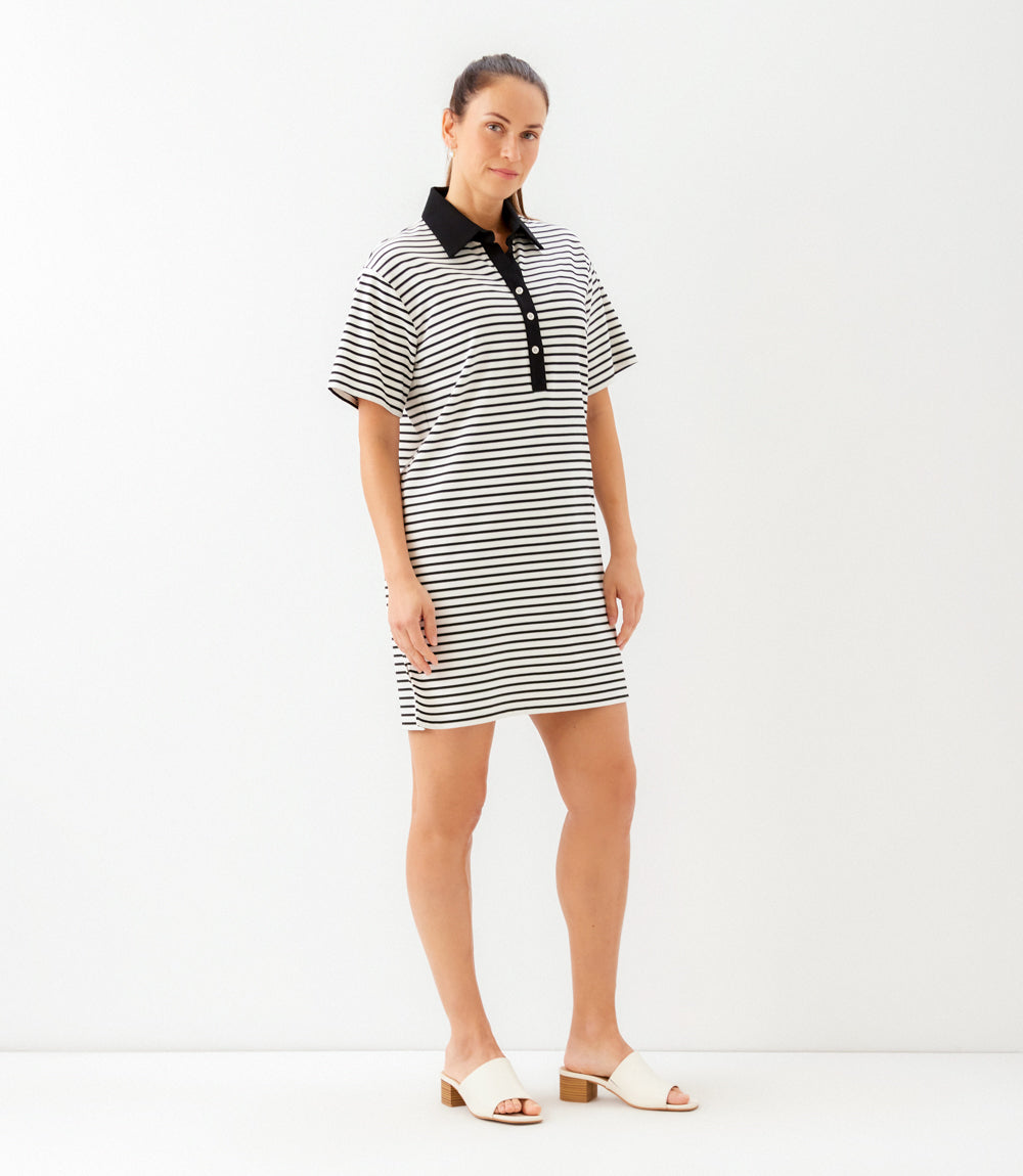 Stripe Short Sleeve Polo Dress