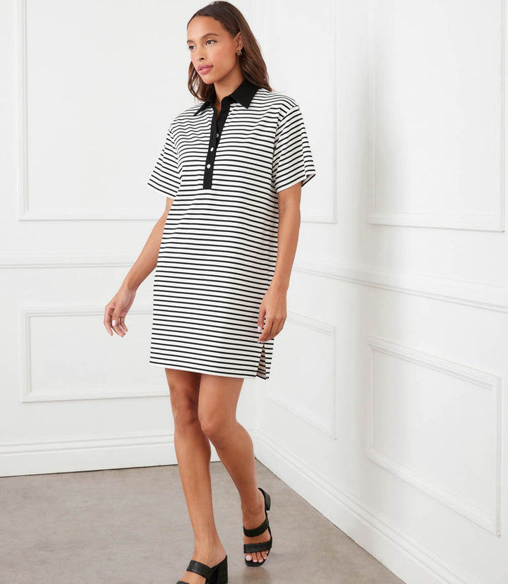 Stripe Short Sleeve Polo Dress