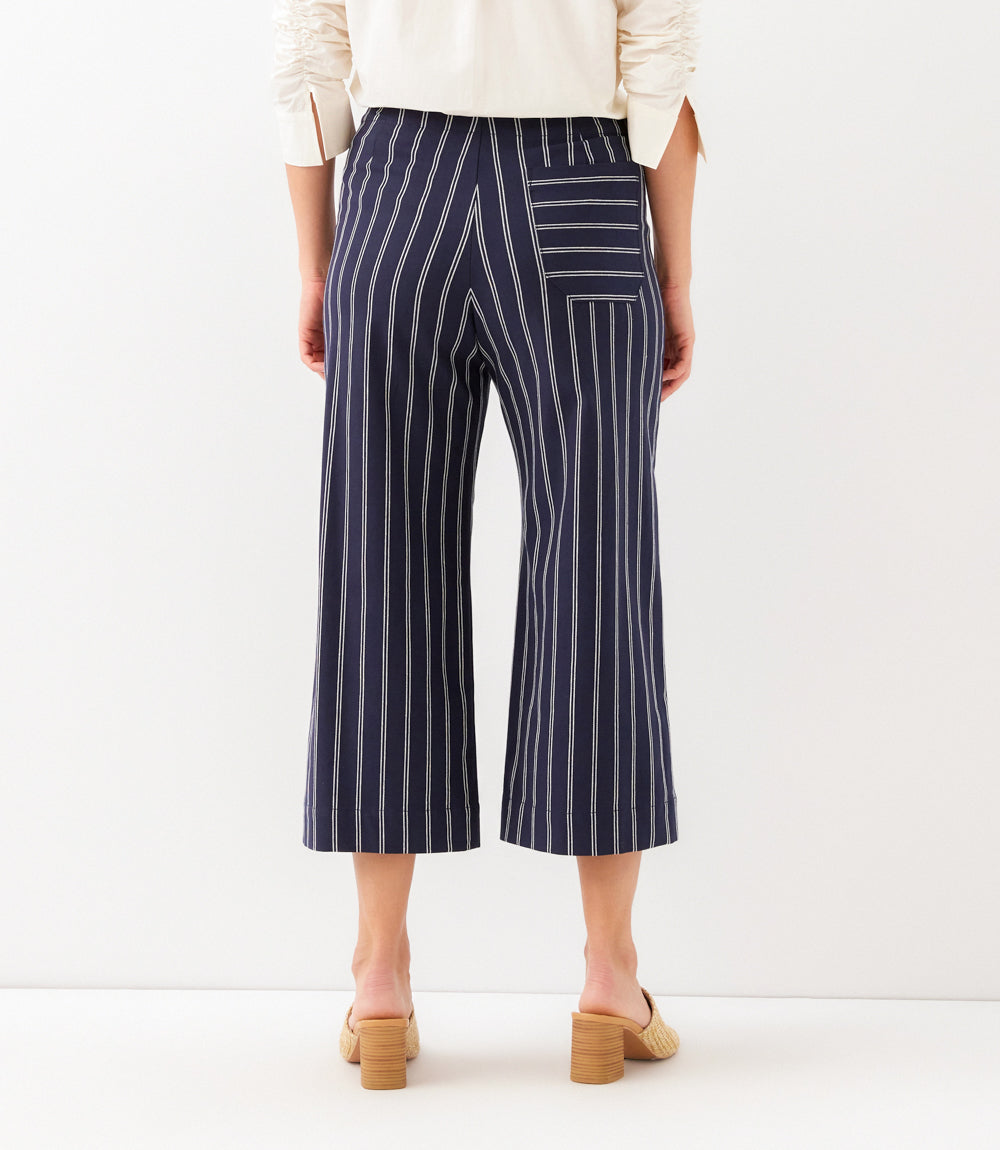 Stripe Cropped Wide-Leg Pants