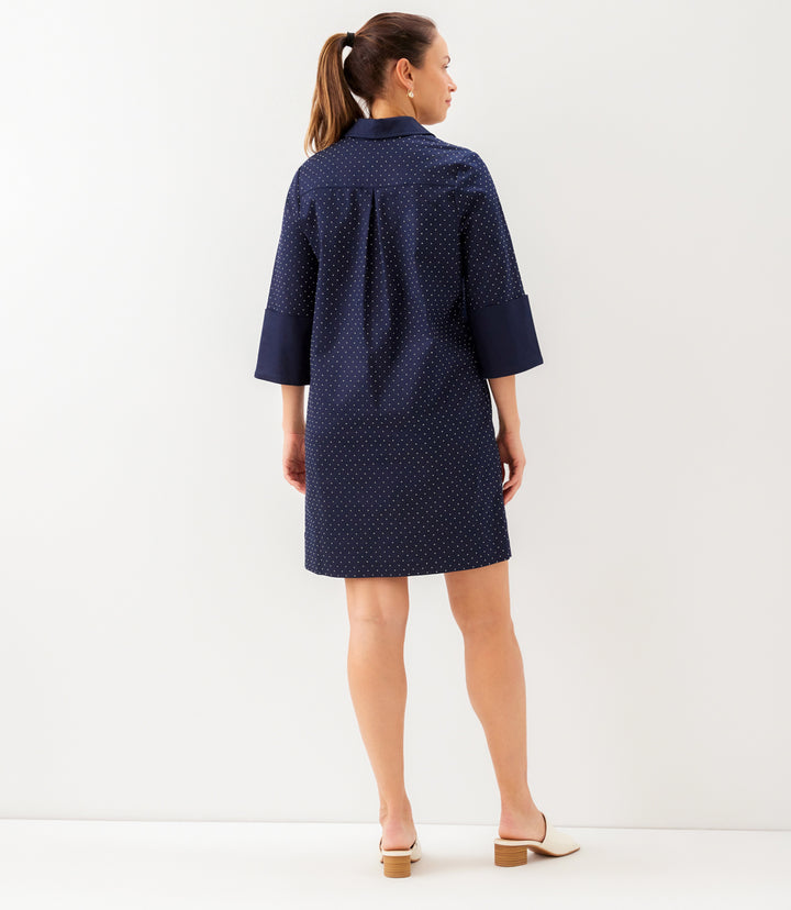Cuffed Sleeve Embellished Dress
