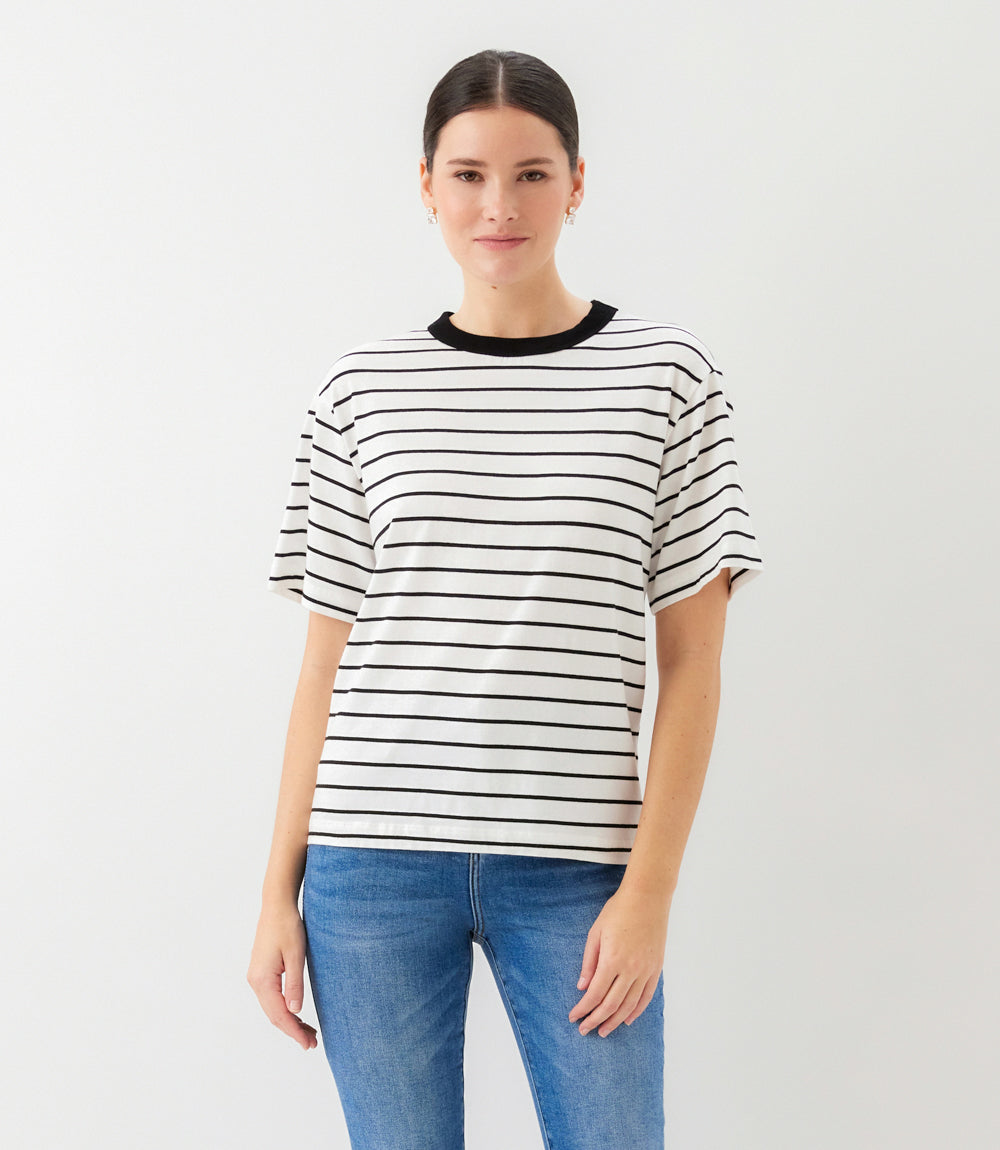 Petite Size Stripe Short Sleeve Top