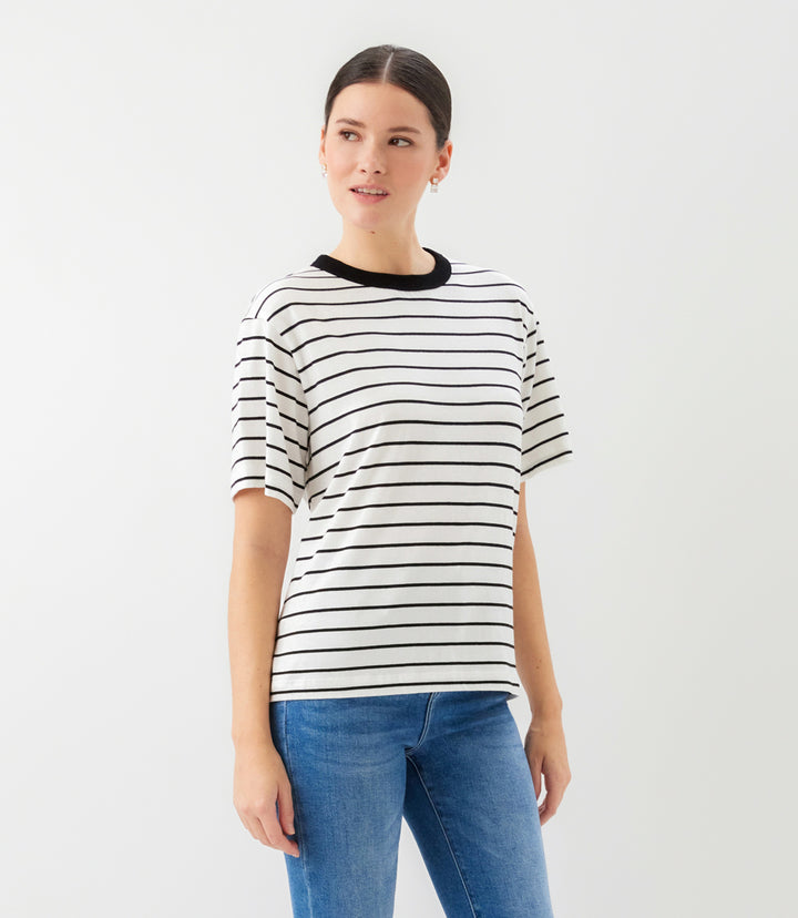 Petite Size Stripe Short Sleeve Top