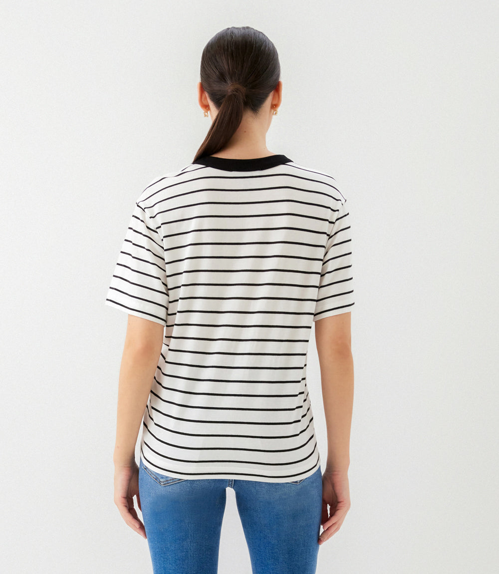 Petite Size Stripe Short Sleeve Top