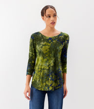Petite Size 3/4 Sleeve Burnout Shirttail Top