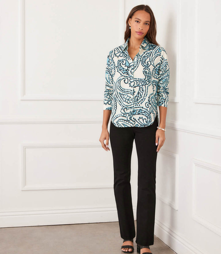 Ruched Sleeve Button-Up Shirt