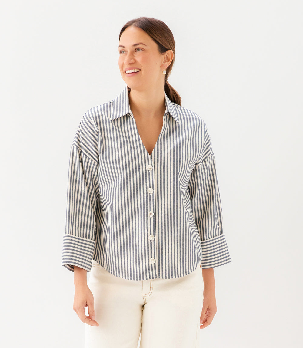 Stripe Cuffed Sleeve Top