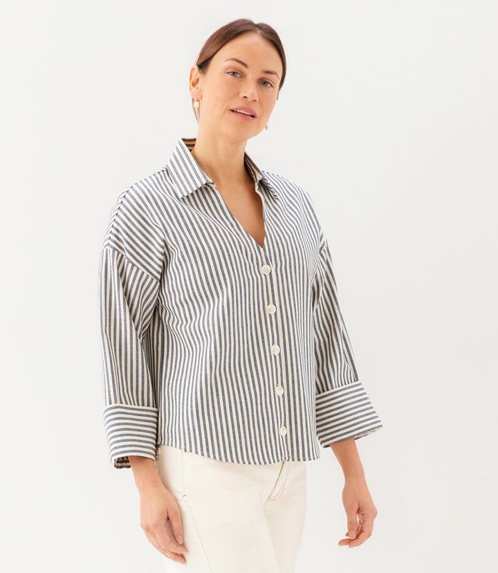 Stripe Cuffed Sleeve Top