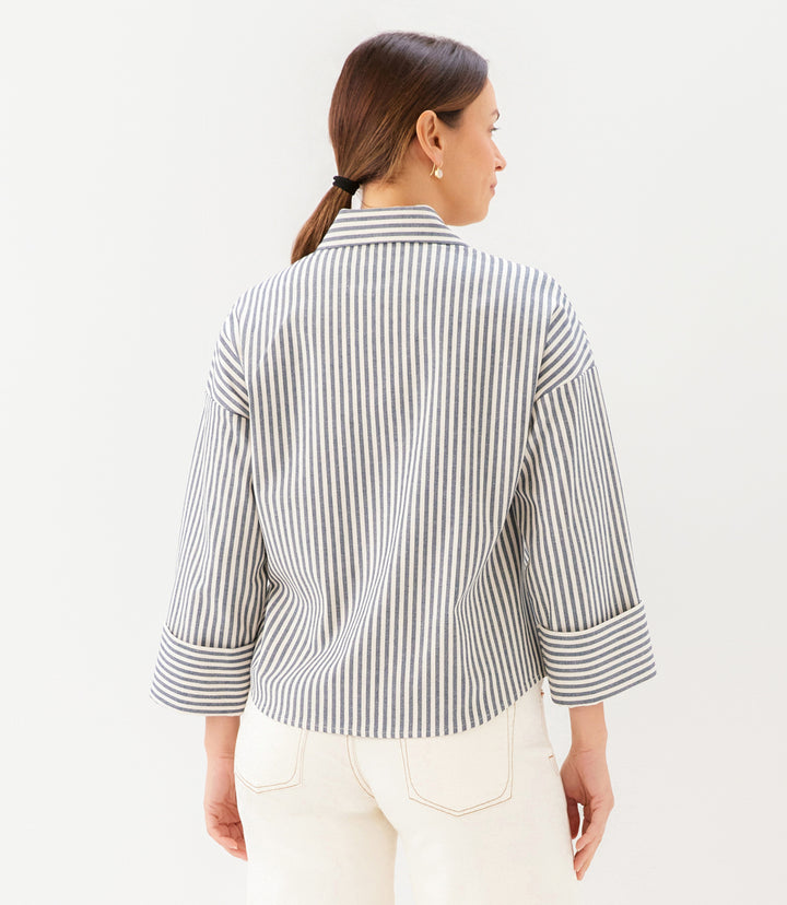 Stripe Cuffed Sleeve Top