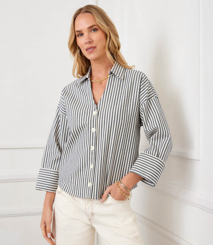 Stripe Cuffed Sleeve Top