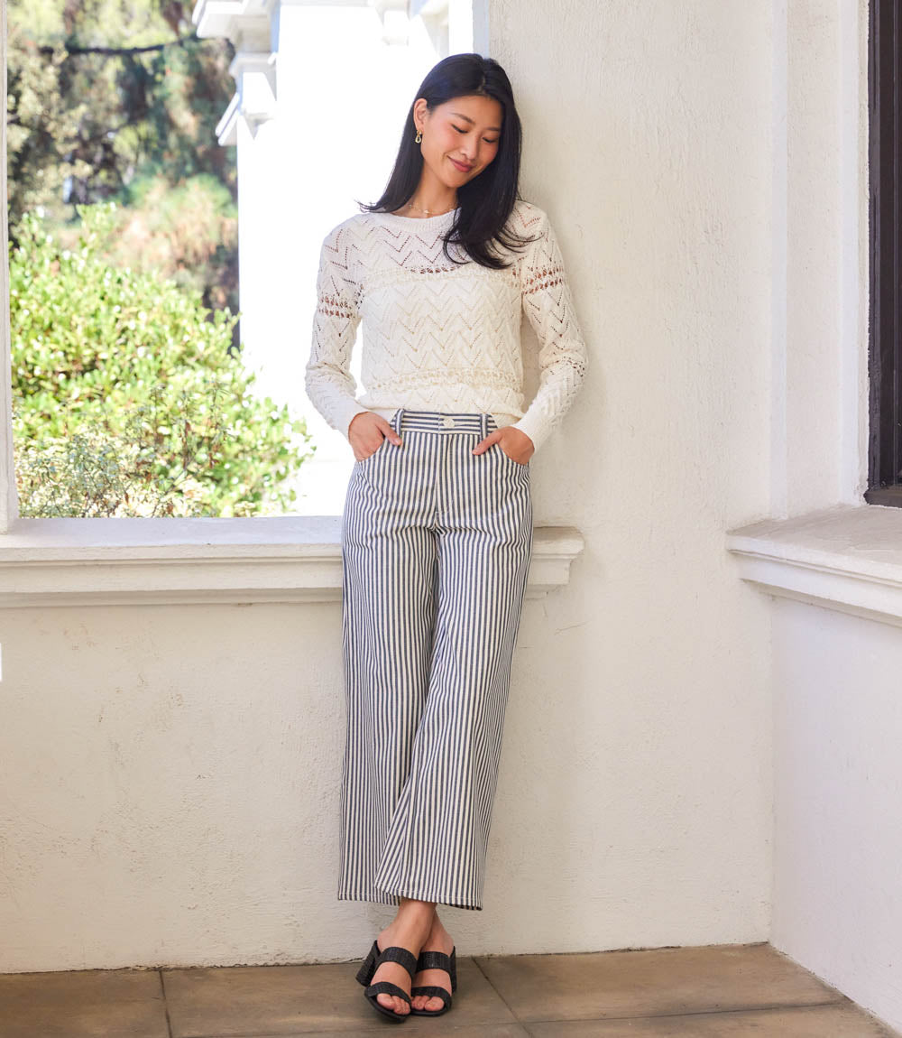 Stripe Cropped Jeans