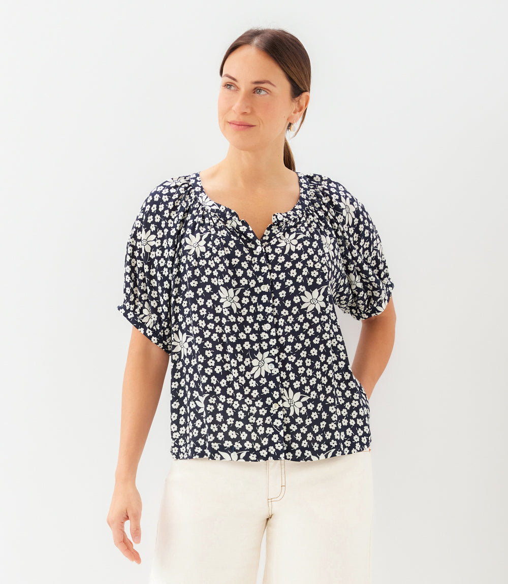 Puff Sleeve Peasant Top