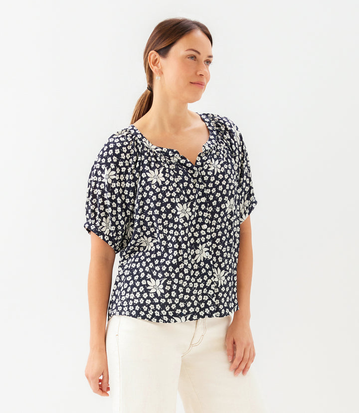 Puff Sleeve Peasant Top
