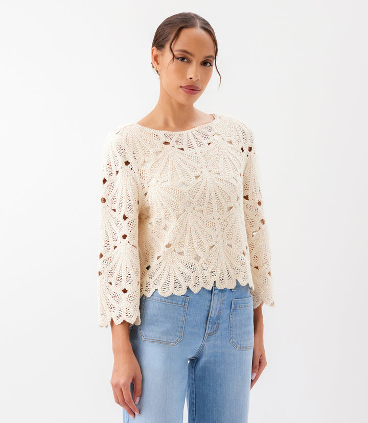 Flare Sleeve Crochet Top