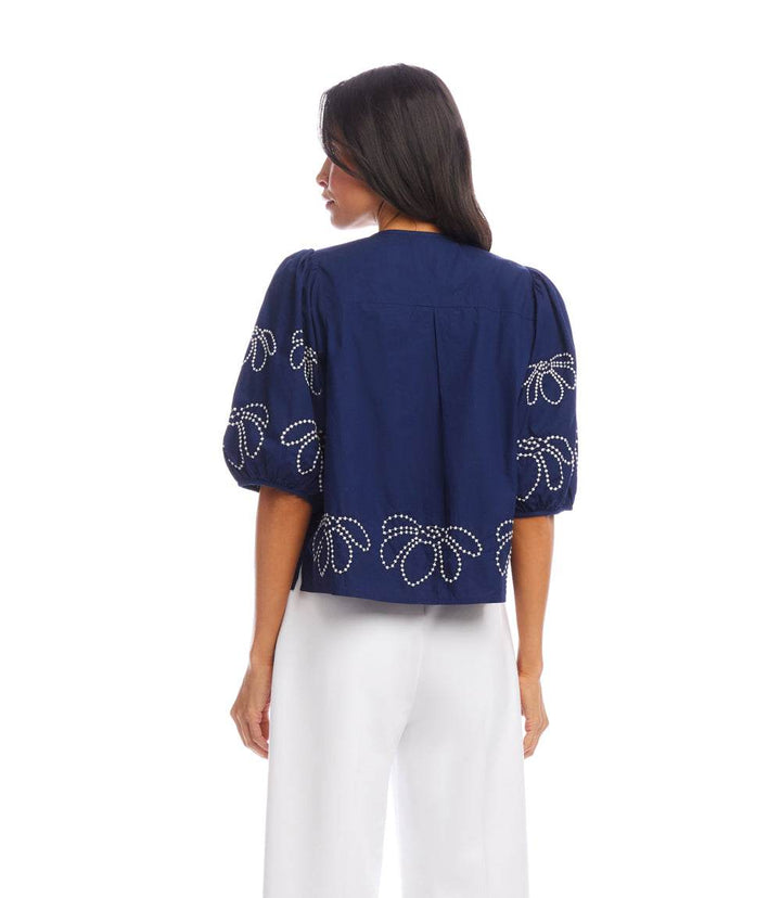 Embroidered Puff Sleeve Shirt