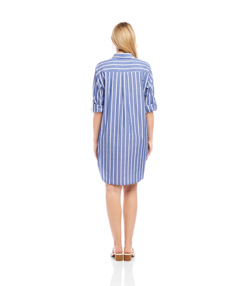 Roll Tab Stripe Shirtdress
